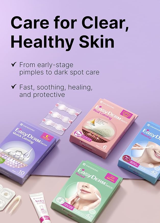 EasyDerm Multi-Step Pimple Patch Set – 4-Type Korean Pimple Patches + Free 2-in-1 Dual-Tip Extractor for Complete Skincare