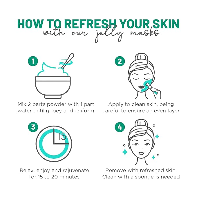 BRÜUN Peel-Off Peppermint Jelly Mask for Face Care – A 23 fl oz Rubber Mask Jar for 30 to 35 Treatments – A Skin Care Moisturizing Gel Mask of Spa Set for Men, Women and Adults