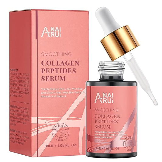 Collagen Peptide Serum with Hyaluronic Acid and Acetyl Hexapeptide-8, Face Plumping, Improve Skin Elasticity, Collagen Peptides Serum for Face 1 fl.oz