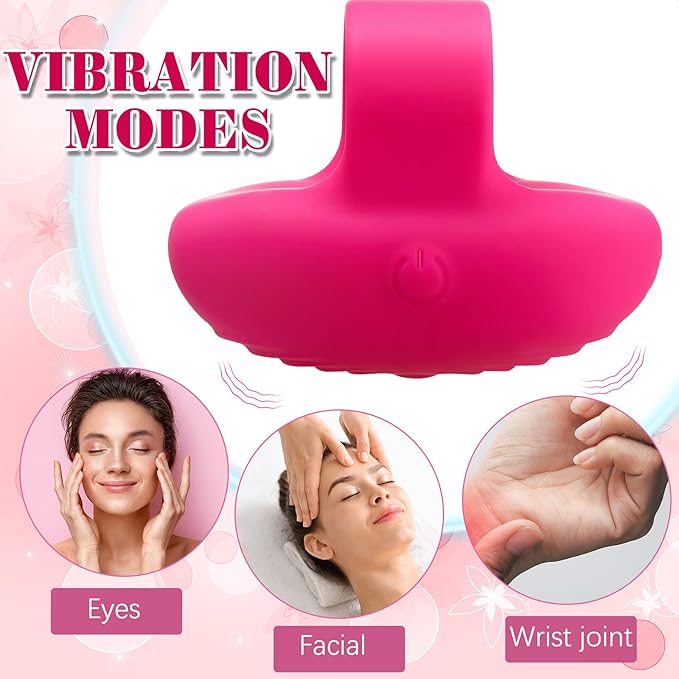 TrelaCo Pocket Mini Ring Facial and Eye Massage Ball USB Rechargeable Fingertip Massager Rose Red Face Facial Muscle Tightening Anti-Aging Relief Eyes Dark Circles, Eye Puffiness, Fatigue