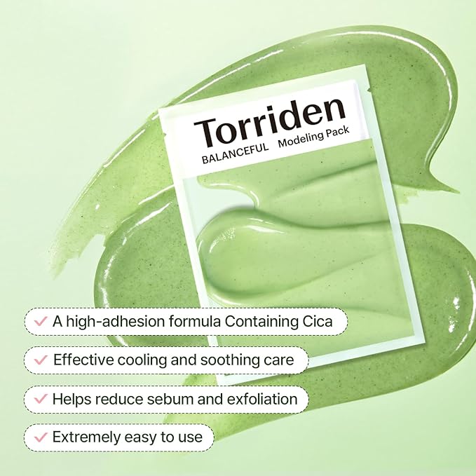 Torriden BALANCEFUL Modeling Mask (pack of 5) | Effective Cooling and Soothing Care | 5D Different Cica Complex, Glucose & Algin, Chlorella