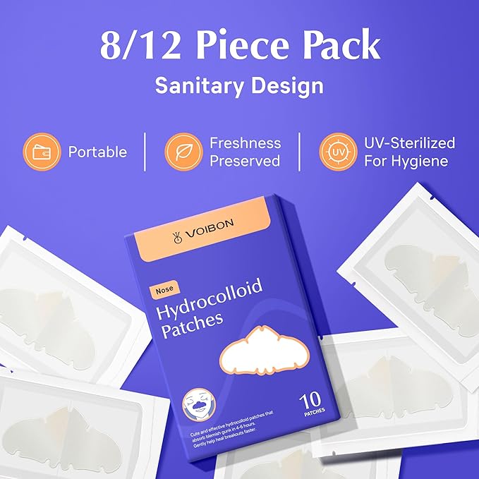 Pimple Patches,Hydrocolloid Acne Patches for Nose,Overnight Pimple Pore Stickers,Zits & Blemish,Clear Skin,Control & Absorb Oil,Cover Acne Blemishes, Nose Patches for Black Heads(10 Count)