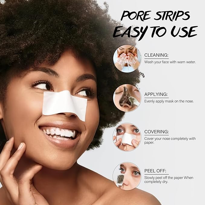 Blackhead Pore Strip 2pcs Aloe Vera Blackhead Remover Strip Bamboo Charcoal Nose Pore Strips Deep Cleaning Whitehead Strawberry Noses Blackhead Remover Face Mask Shrink Pores With 120pcs Paper