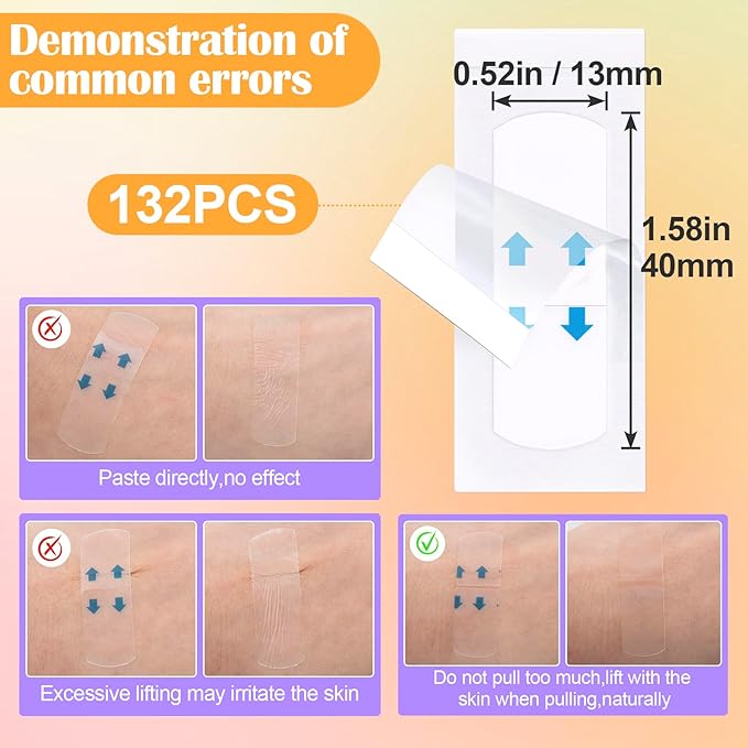 132PCS Invisible Face Lift Tape, Breathable Hypoallergenic Face Tape Lifting, Waterproof Instant Sticker Face Tapes for Lifting Double Chin, Sagging Skin, Wrinkles