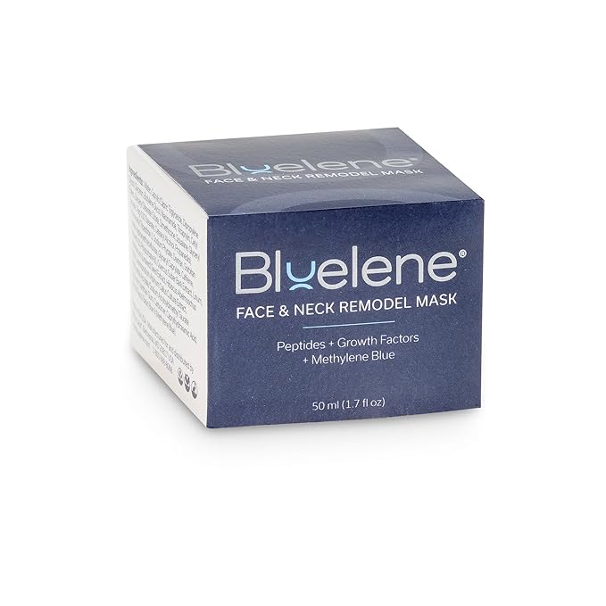 Face and Neck Remodel Mask with Methylene Blue, Growth Factors, Advanced Peptides, Niacinamide, Cork Oak, Linseed, and Edelweiss (50ML). Suitable for Sensitive Skin.