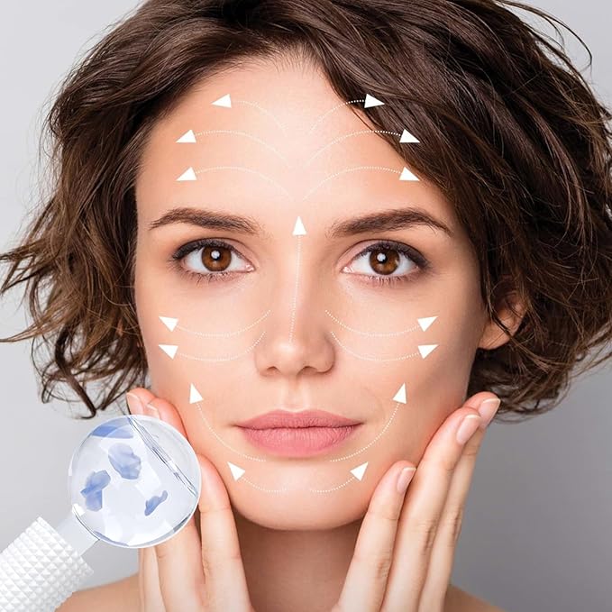 Ice Globes & Ice Roller for Face and Eyes - Facial Massage Tools for Skin Care, Reduce Wrinkles & Puffiness, Cooling Globes & Roller Ball for Glowing Skin (Blue/2PCS)