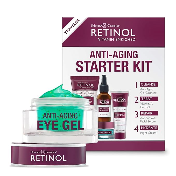 Retinol Eye Gel - Reduces Puffiness & Dark Circles, Restores Elasticity Anti-Aging Starter Kit – Perfect For Travel or First Time Try