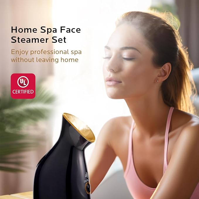 Nano Ionic Facial Steamer- Professional Smart Face Steamer Machine, Hot Mist Hydrating Moisturizing Skin Unclogs Pores Humidifier for Women Men Face Sauna Home Spa Quality（Green）