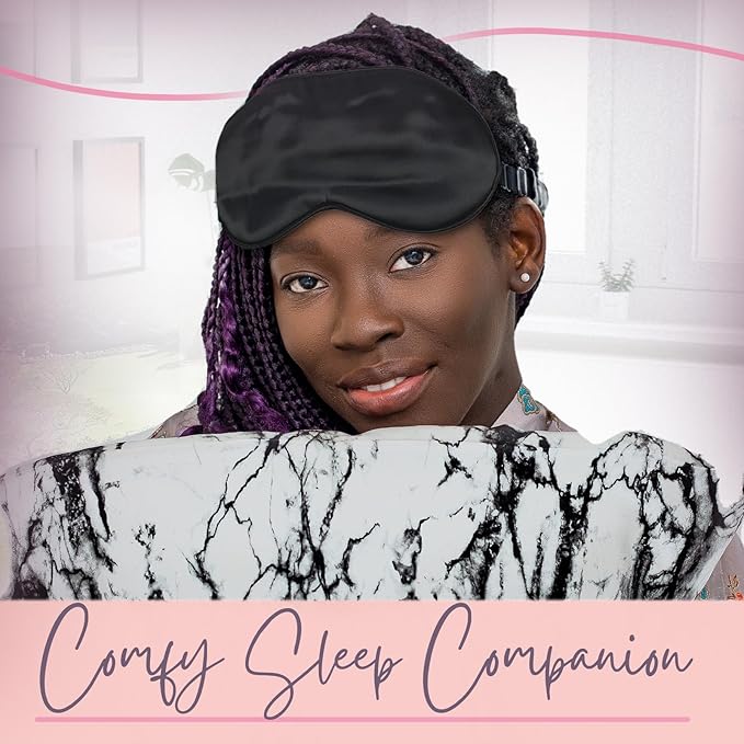 CELESTIAL SILK Sleep Mask for Women With Covered Elastic Strap, 100% Silk Filled Eye Mask for Sleeping (One Size, Black)