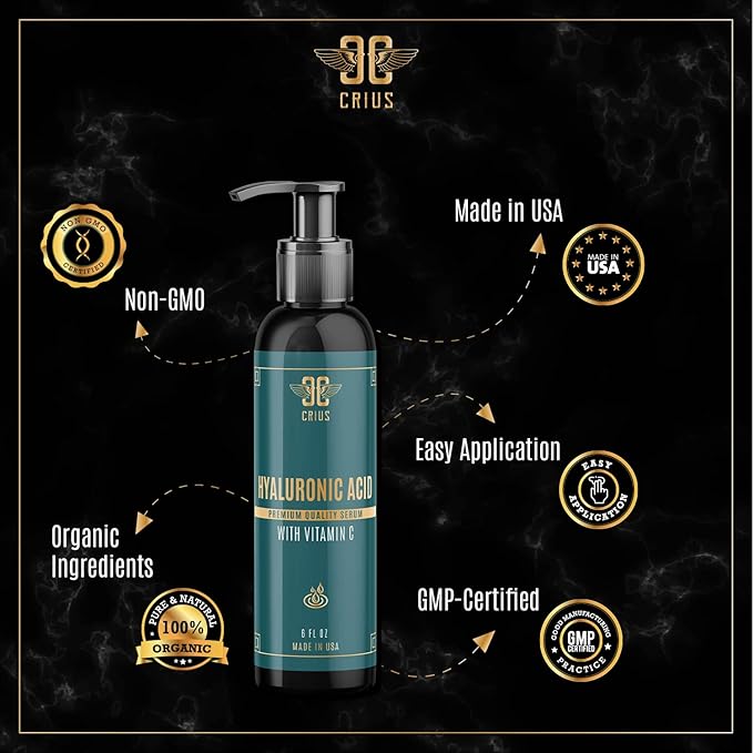 Hyaluronic Acid Serum Infused with Vitamin C, and E, Powerful Pigment Correction Serum - 6 Oz,made in USA