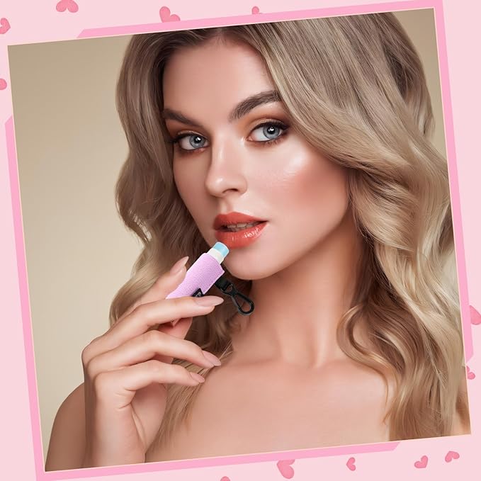 Chapstick Holder Keychain, 6 Pcs Lip Balm Holder Sleeve Pouch with Clip On, Lip Gloss Lipstick Holder Keychain Fits More Standard Lip Balm, Gift for Women Girls Boys and Man