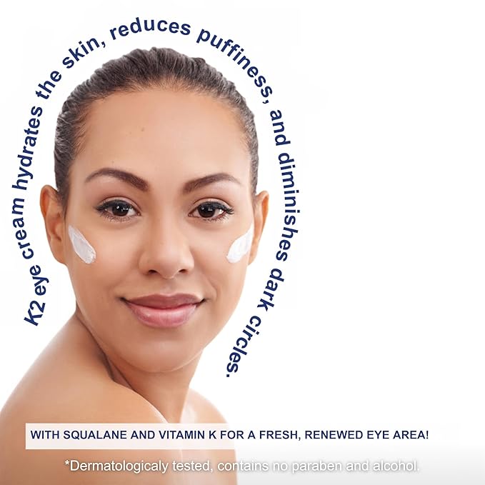 Eye Cream with Vitamin K2 - Moisturising Eye Care Against Dark Circles & Bags - Anti-Wrinkle & Firming Effect - 15 ml