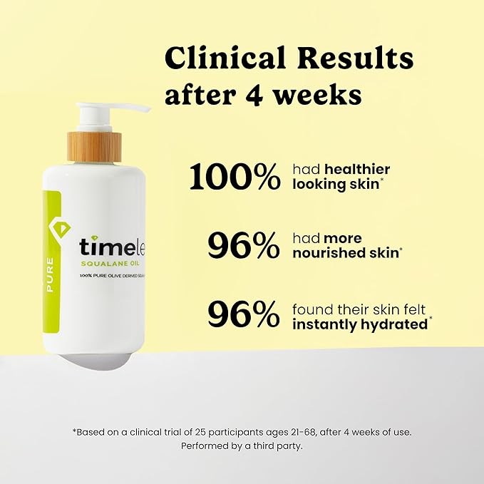 Timeless Skin Care Squalane Oil 100% Pure - Plant-Based Face Oil - Fragrance-Free - For Dry Skin - Moisturizing - 8 oz