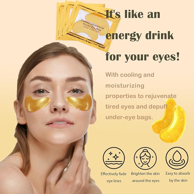 30Pairs Lip Mask & Under Eye Mask, 24K Gold Gel Crystal Collagen Eye Pads, Moisturizing Lip Mask Spa Daily Labial Masks, Under Eye Patches for Dark Circles, Puffiness and Dry Lips, Self Care Items
