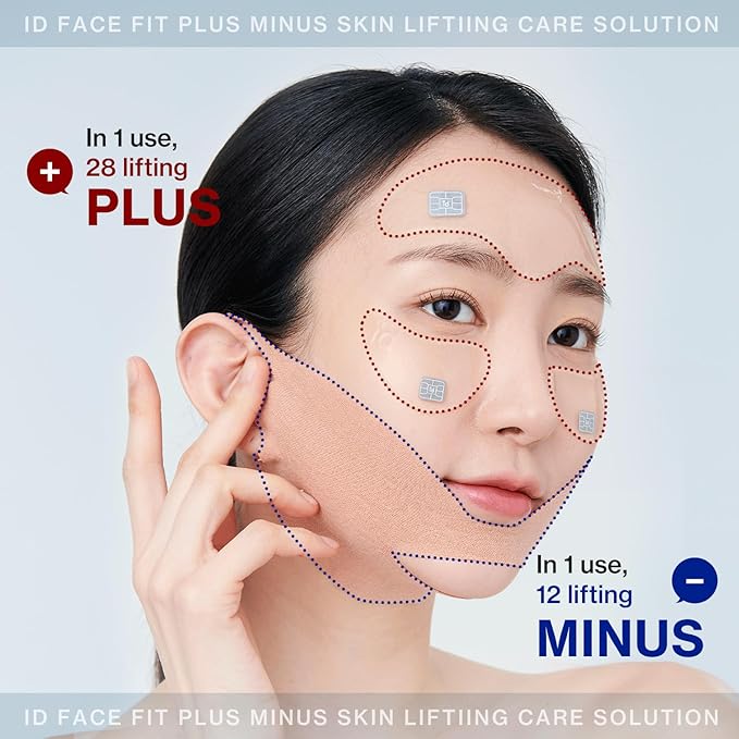 id Face Fit Plus Patch V3 – Hydrating & 3D Lifting Hydrogel Face Mask, Enhanced with Microcurrent Care, 32 Key Ingredients for Elasticity Boost, Korean Skin Care, 17g x 4ea