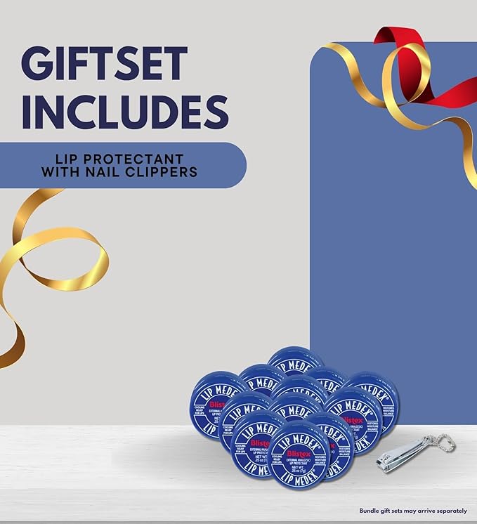 Lip Medex Lip Protectant 0.25 oz Bundle with Nail Clipper - Medicated Balm for Chapped Lips - Quick Cooling Relief - Moisture Restoration - Protects from Dryness - (13 Items)