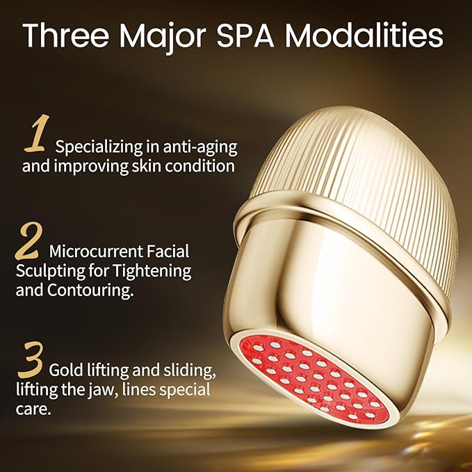 Microcurrent Facial Device for Face Lift and Tightening with Red Light Therapy and Warmth Facial Massager