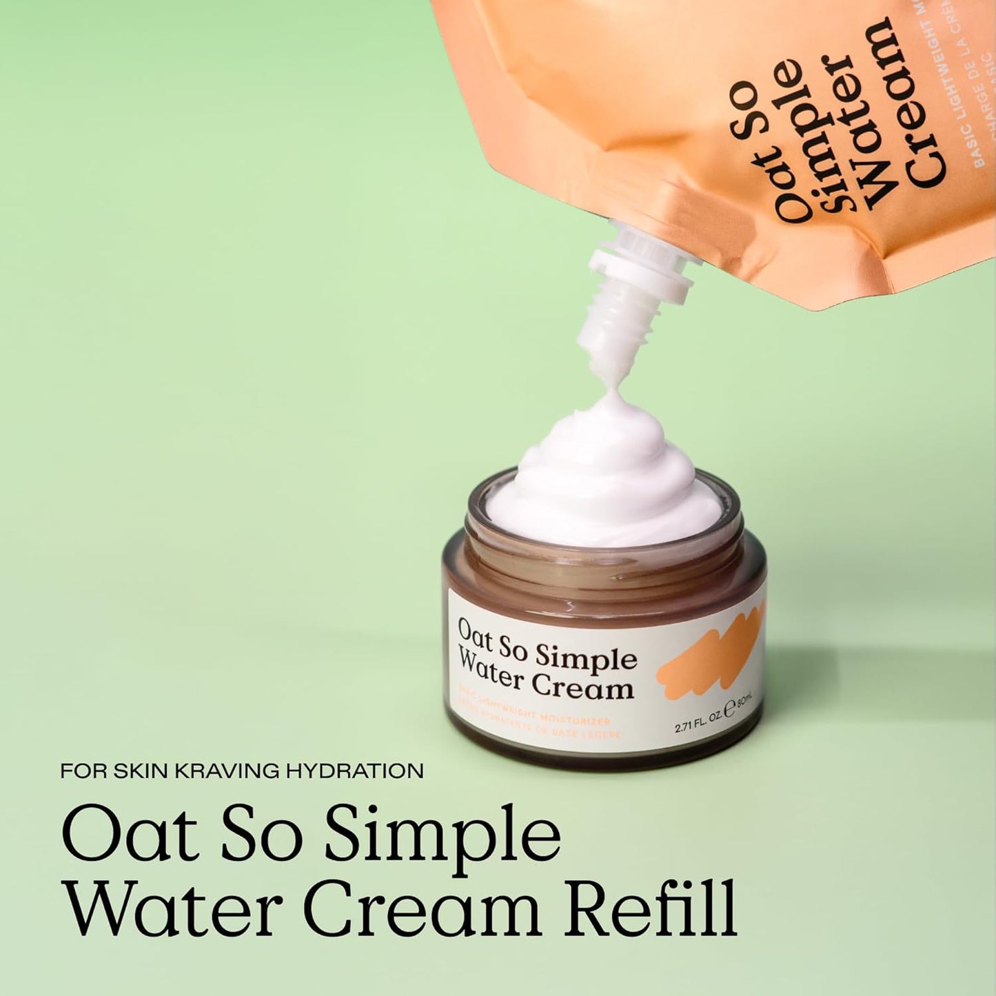 KraveBeauty Oat So Simple Water Cream Refill, Enriched With Oat & Squalane To Soothe & Lock In Moisture, Everyday Moisturizer, For All Skin Types, Vegan & Cruelty Free, 6.76 fl oz