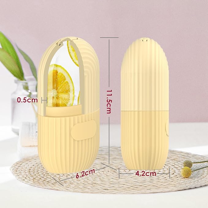 GeeRic Ice Face Roller, Silicone Ice Facial Rollers, Cube Face Contour for Eyes Neck, Beauty Facial Massage Roller Remove Dark Circle Pore Shrink Face Roller Skin Care Tools (Yellow)