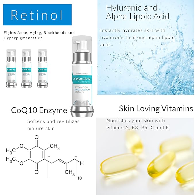 Rosacea Redness Serum, CoQ10 and Vitamin C, with Hyaluranic Acid, Green Tea Extract