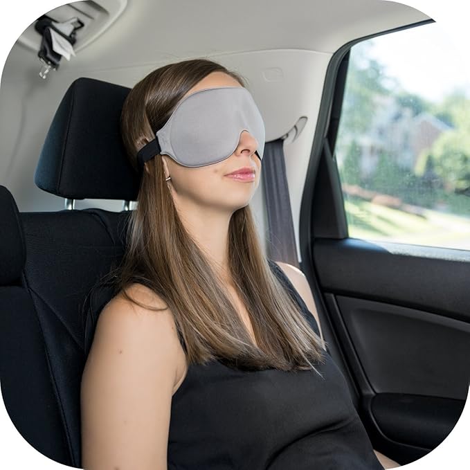 ComfyMed® Sleep Mask CM-EM17 - Best Night and Travel 3D Eye Mask for Men and Women (Grey)