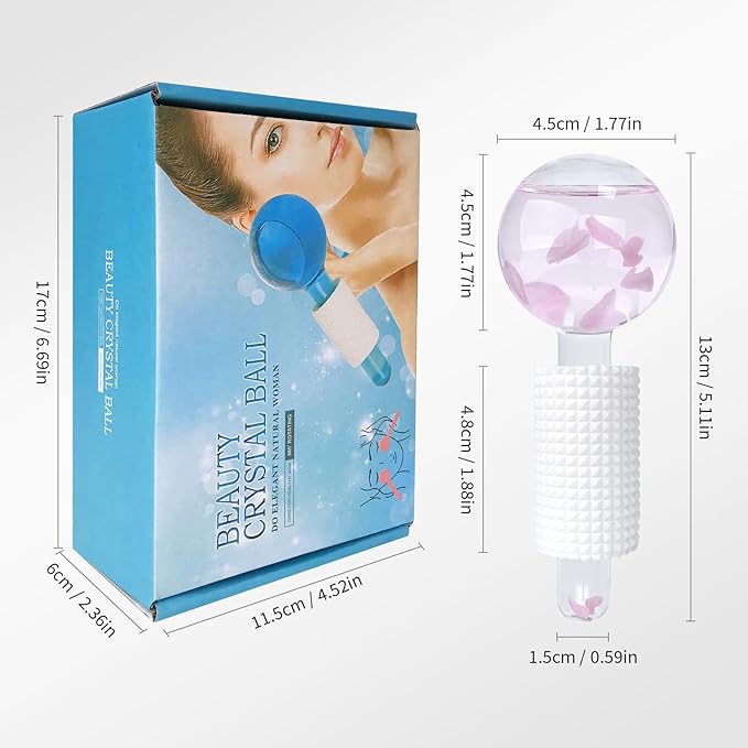 Ice Globes & Ice Roller for Face and Eyes - Facial Massage Tools for Skin Care, Reduce Wrinkles & Puffiness, Cooling Globes & Roller Ball for Glowing Skin (Pink/2PCS)
