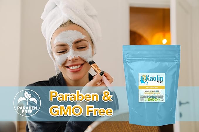 Pure Kaolin Clay - 100% Natural | 2.2 Pounds (1kg) | Smooth and Silky Texture, Easy Mixing, Perfect for Face, Body, and Bathbombs