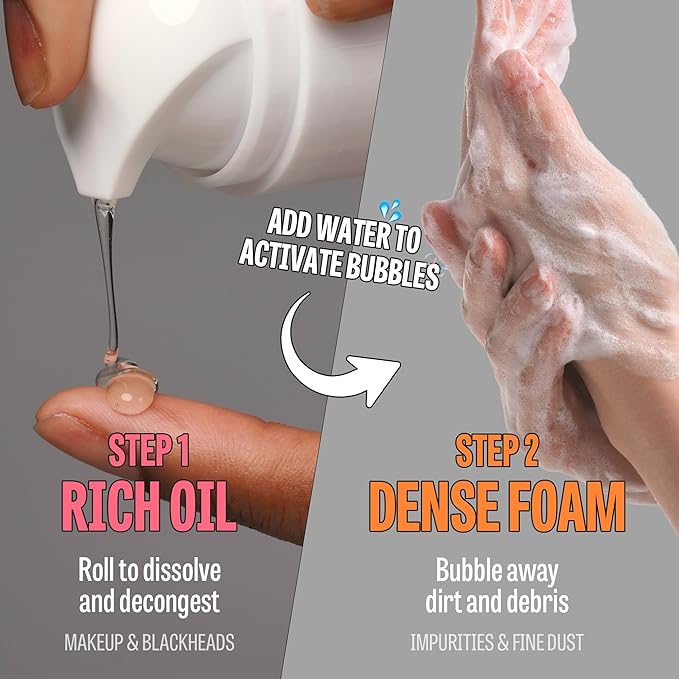 [K-Beauty] Rose Vitamin + Calendula Biome Oil Foam Gift Set | Daily Face Wash Oil Based Cleanser to Foam | Korean Skin Care Oil Cleanser for Dry Sensitive Skin | Face Cleanser Bundle