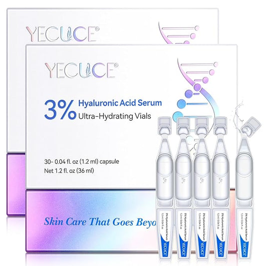 Ultra Hyaluronic Acid Serum For Face - 3% Hyaluronic Acid Tubes 30 Vials, Intensive Moisturizing, Skin Tightening, Skin Barrier Repair, Anti Aging(pack of 2)