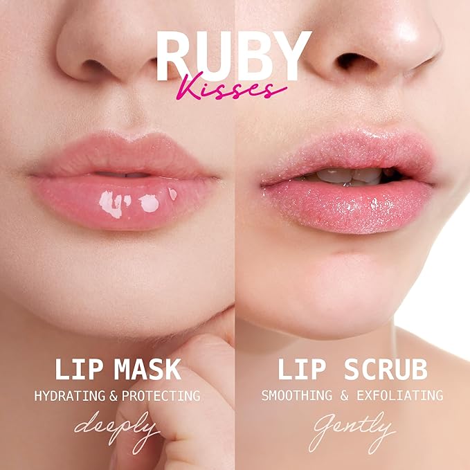Ruby Kisses Intensive Lip Mask, Ultra Hydrating Overnight & Day Use, Jojoba Oil & Shea Butter Enriched for Nourished Lips, Antioxidant Formula for Protect & Soften