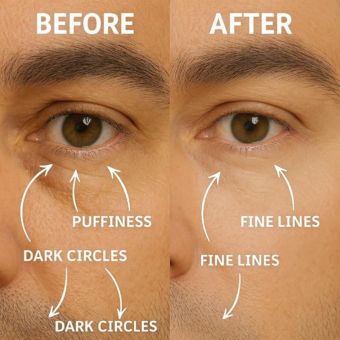 Disco Men's Eye Bag Treatment, Roller Serum for Men, Under Eye Cream Natural Caffeine Anti Aging Stick Balm, Reduce Puffiness, Wrinkles, Dark Circles, Crows Feet, Bags, Dark Circles, Lines, Puffiness