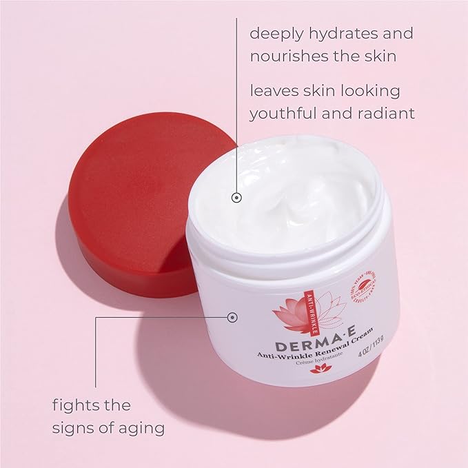 Derma E Anti-Wrinkle Renewal Skin Cream – Vitamin A Wrinkle Treatment Cream, 4 oz, + Anti-Aging Regenerative Night Cream – Firming Astaxanthin Moisturizer for Face, 2 oz
