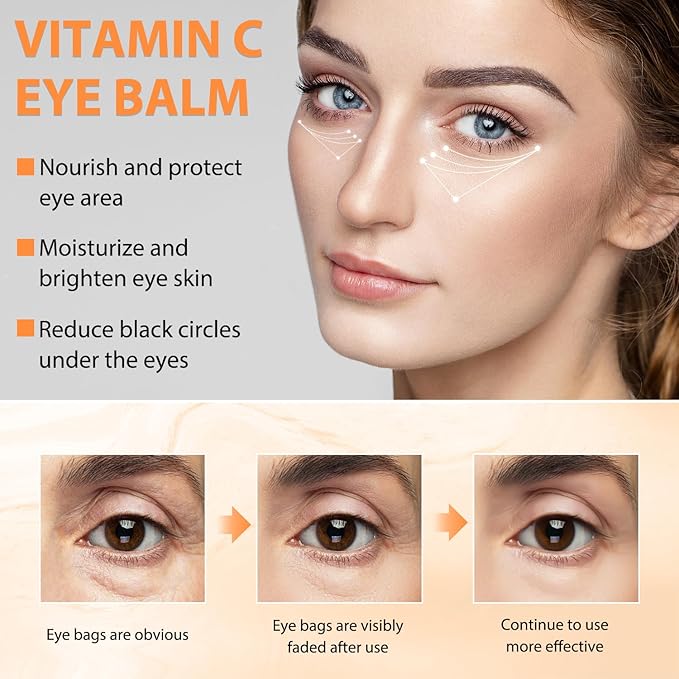 Revive + Glow Vitamin C Eye Balm (0.14 oz),Moisturizing & Hydrating Eye Cream, Brightening and Reducing Dark Circle, Firming Eye Cream (2 PCS)