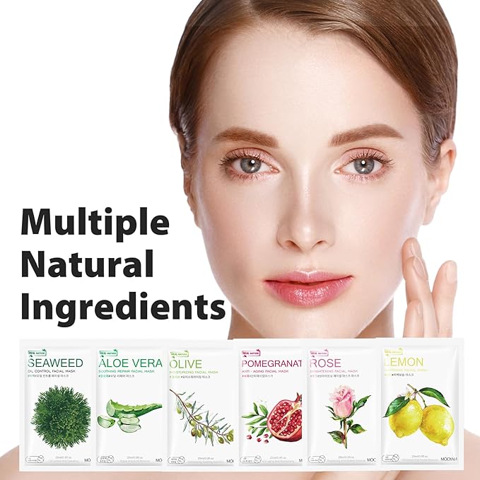 Face Masks Skincare, 12 Pack Variety Sheet Masks - Hydrating & Smoothing, Moisturizing & Nourishing for All Skin Types