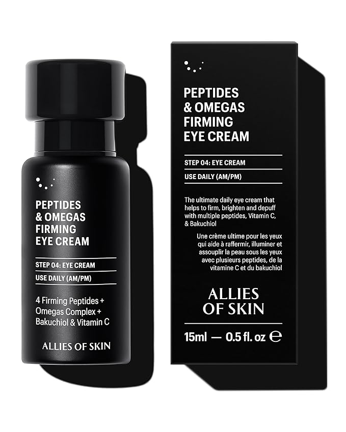 Allies of Skin Peptides Firming Eye Cream | Under Eye Moisturizer for Dark Circles & Puffiness | Bakuchiol, Ceramides and Vitamin C for Fine Lines and Under Eye Area | 0.5 oz