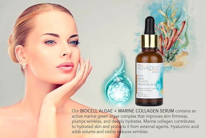 Marine Collagen Facial Serum with Algae & Hyaluronic Acid - Improves Firmness on the Skin, Helps Reducing Expression Lines & Provides Deep Hydration - 30 ml