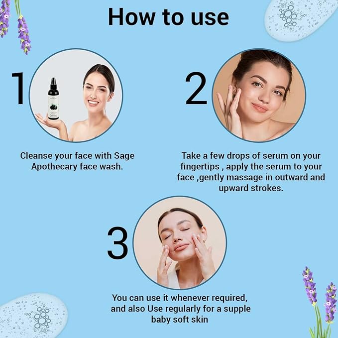 Day face Serum 100% Pure & Natural Hyaluronic Acid & Belgium Lavender Day Serum Scars Removal Glowing Skin Dead Skin Anti Aging Pigmentation Pack of 30 ML