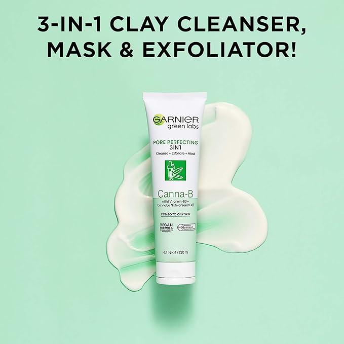 Garnier SkinActive Green Labs Canna-B Pore Perfecting 3-in-1 Face Wash unscented 2 Count
