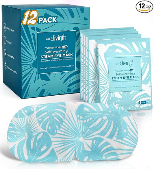 12-Pack Steam Eye Mask - Self Warming Heated Eye Mask for Dry Eyes, Up to 110F Degrees, Fast Soothing Relief - Puffy Eyes, Insomnia, Migraine - Stye Eye Treatment - Warm Compress for Eyes DiviniTi