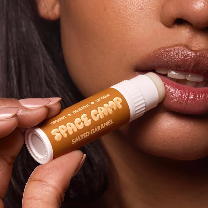 Space Camp Wellness Jumbo Lip Balm - Salted Caramel Organic Flavored Balm (2 Pack)