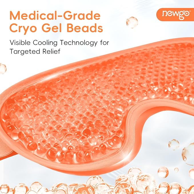 NEWGO Cooling Eye Mask for Puffy Eyes, Cold Eye Mask Eye Ice Pack for After Eyes Surgery, Tension Stress Relief, Itchy Eyes, Headaches, Dark Circles - Orange