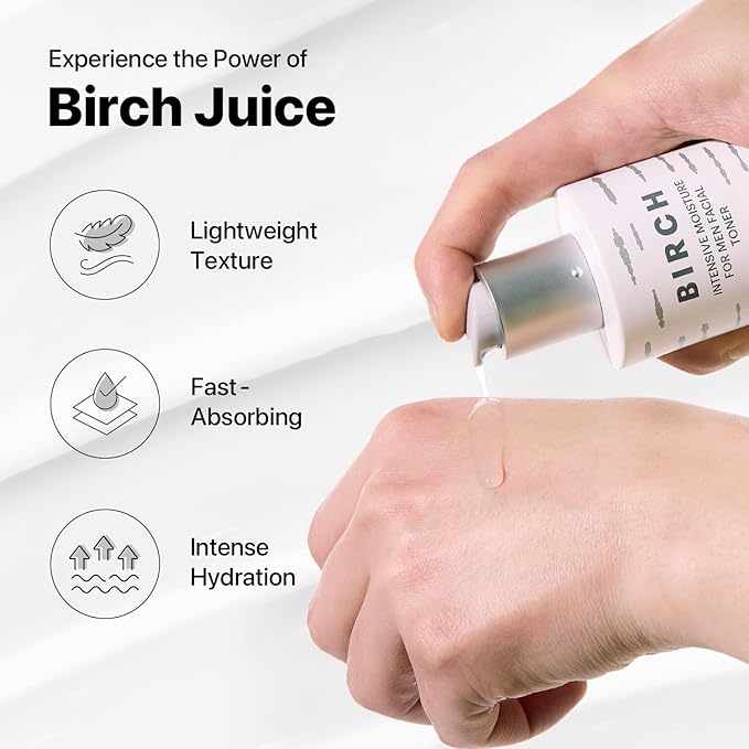 Nature Republic Birch Intensive for Men Skin Care Kit, Face Wash & Moisturizer for Hydrated Skin, Facial Toner (4.05 Fl.Oz) Emulsion (4.05 Fl.Oz) Cleaner (3.38 Fl.Oz), Korean Gift Sets