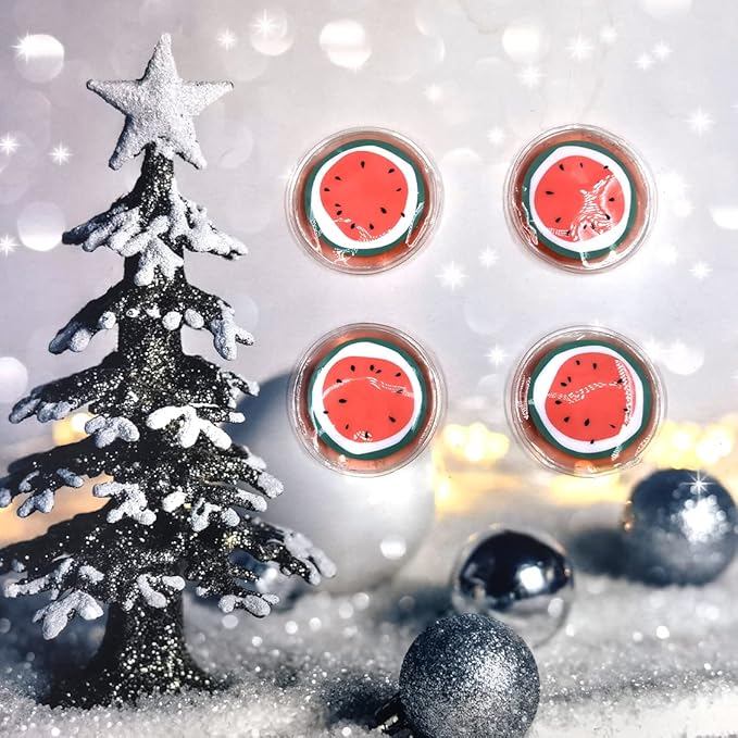 Reusable Gel Eye Ice Pack, Round Eye Cold Pads, Cooling Eye Masks for Eye Strain, Eye Swelling, Eye Redness, Puffy Eyes, Dark Circles, Smooth Fine Lines, and Eye Recover Surgery (Watermelon ＆ 4PCS)