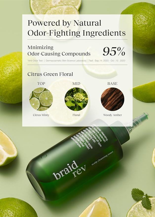 Braid Rev Scalp Cleansing Toner for Braiding Hair, Apple Cider Vinegar Scalp Treatment Exfoliator, No-Rinse, Scalp Treatment for Dry & Itchy, Moisturizing Braid, Detoxify, 6.76 Fl Oz