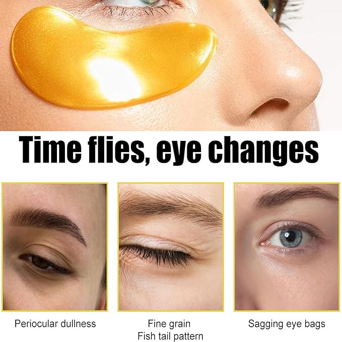 30 Pairs Lip Mask & Eye Mask,24K Gold Gel Eye Masks for Dark Circles,Wrinkles and Fine Lines,Moisturizing Collagen Lip Mask Reduce Lines and Dry Lips, Effectively Nourishes Skin Care