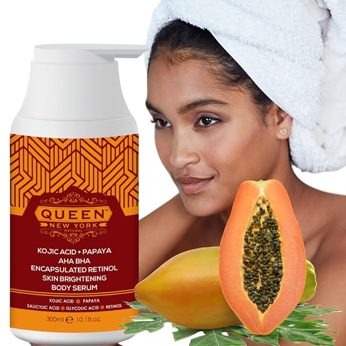 QUEEN NATURAL NEW YORK QUEEN PAPAYA PLUS | Kojic Acid+Papaya AHA BHA Plus Multi-Bright Body Serum (Pack of 1)