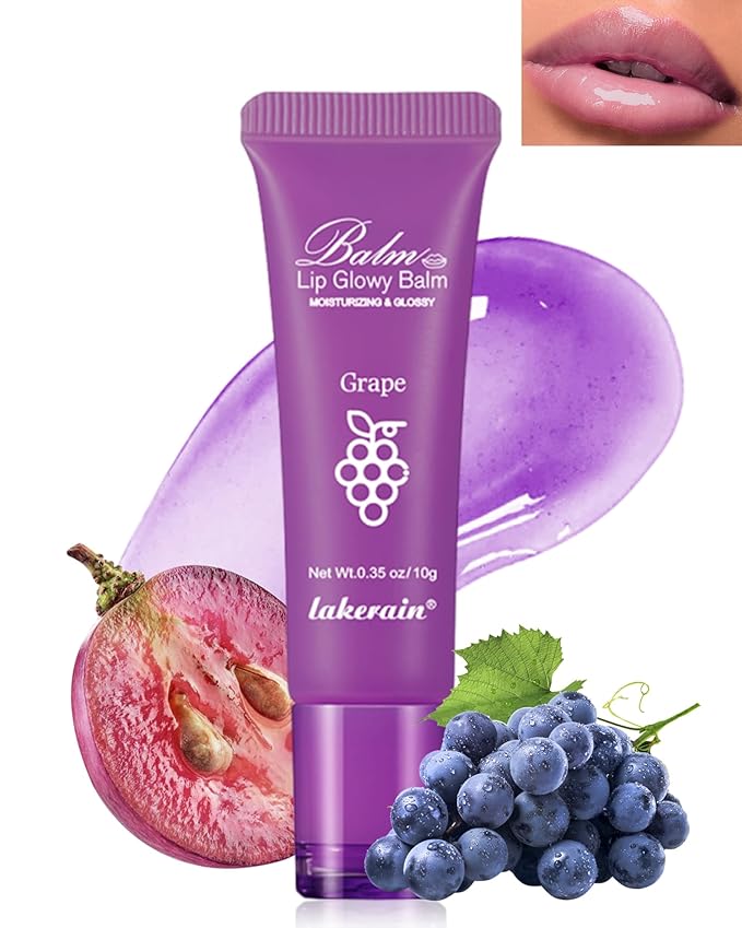 Lip Glowy Balm,Hydrating Nourishing Repair Sleeping Lip Mask,Shine Glossy Finish Lip Moisturizer,Smooth Cracked Chapped Dry Lip,Lip Care Therapy Treatment,Women's Day Makeup Gift for Women-4#Grape