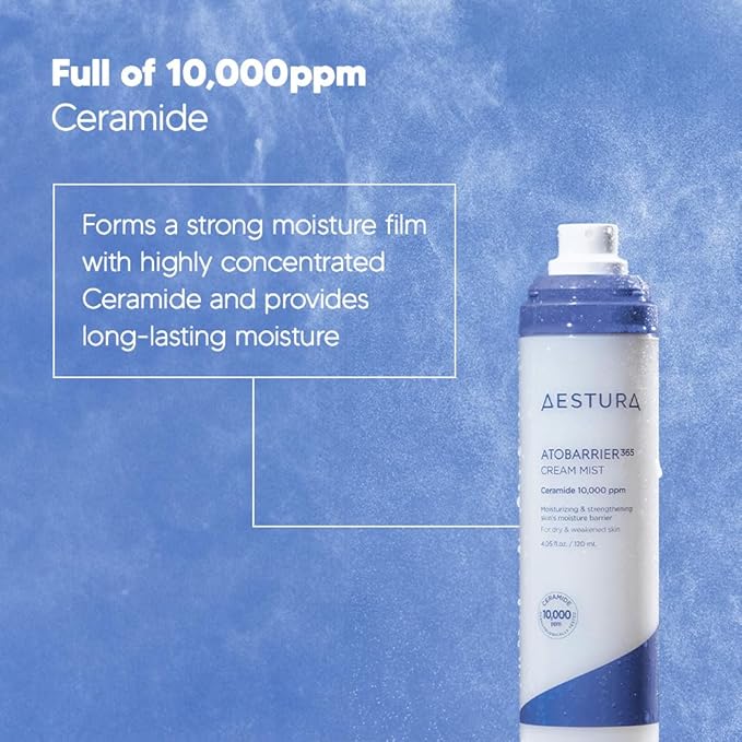 AESTURA ATOBARRIER365 Cream Mist with 10,000ppm Ceramides | Moisture Barrier Support, Ultra-Fine Hydrating Mist, Suitable for Dry Skin, 120ML / 4.06 fl.oz.
