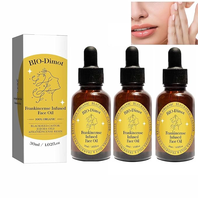Frankincense Resin Oil, Natural Castor and Jojoba Oils Cold Pressed Serum Face Hydrates Anti-Aging Organic Frankincense Oil. -3Pcs