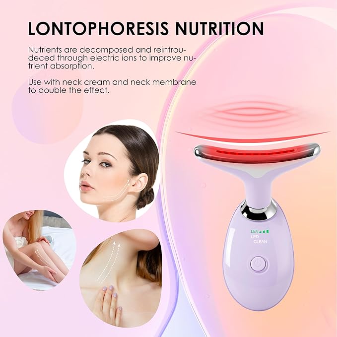 Facial Massager Red-Light-Therapy-for-Face and Neck, Face 𝖲 culpting Wand with 7 Color, Face Tool for Skin Care (Purple)